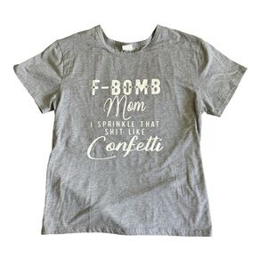 Gray Graphic 'F-Bomb Mom' Short Sleeve Kids Tee